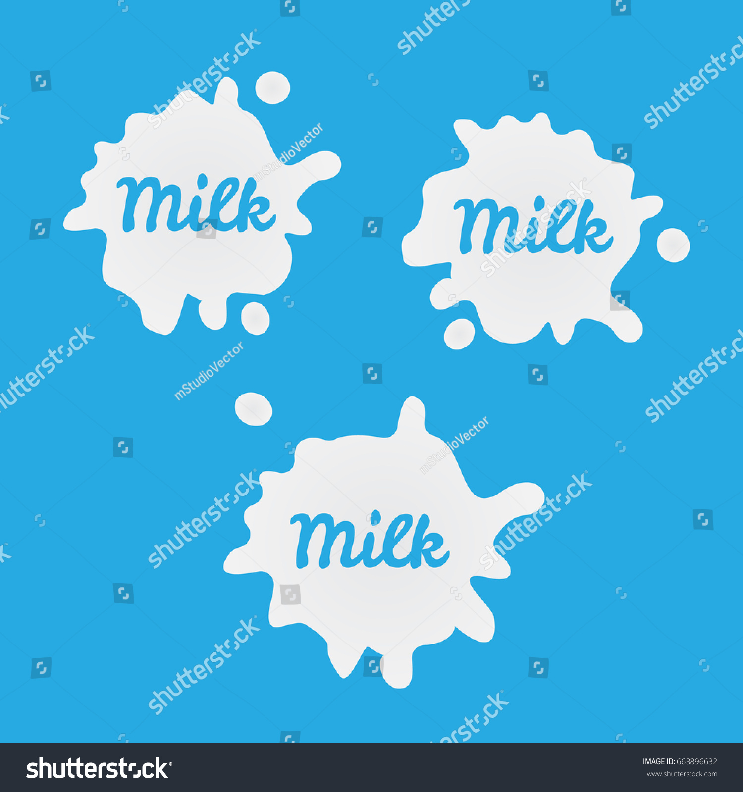 Milk Labels Vector Set Splash Blot Stock Vector Royalty Free 663896632 Shutterstock 6326