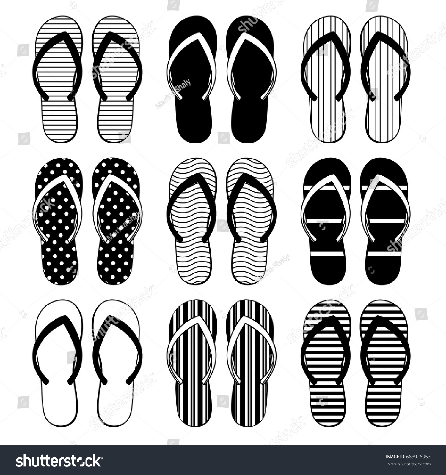 Set Flip Flops Vector Illustration Isolated Stock Vector Royalty Free Shutterstock