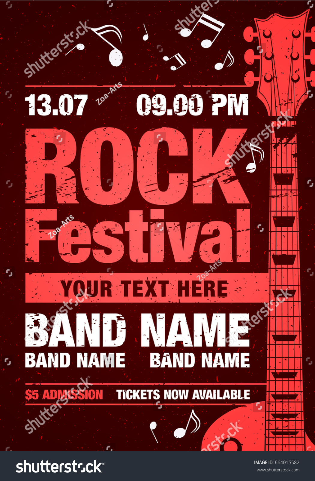 Vector Rock Festival Flyer Design Template Stock Vector (Royalty Free ...