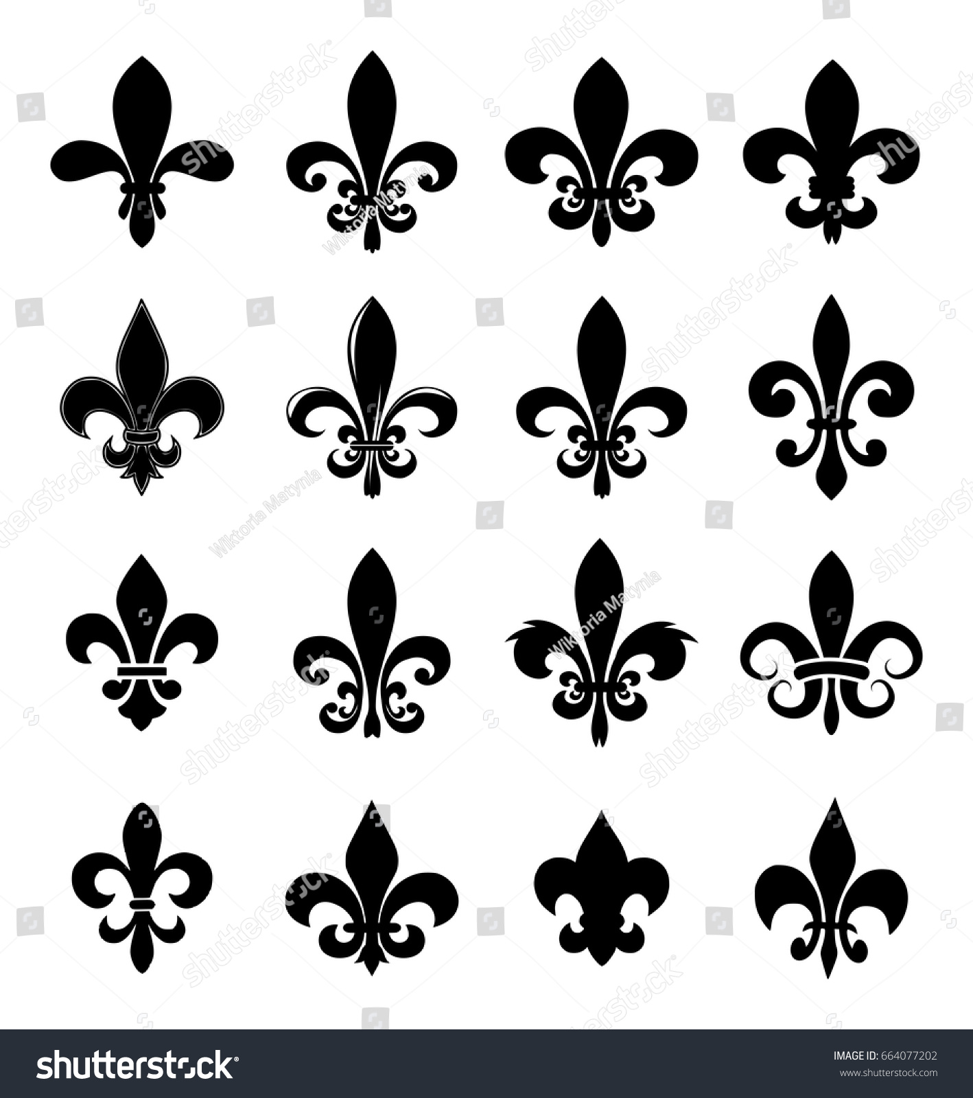 Fleur De Lise Vector Set Stock Vector (Royalty Free) 664077202 ...