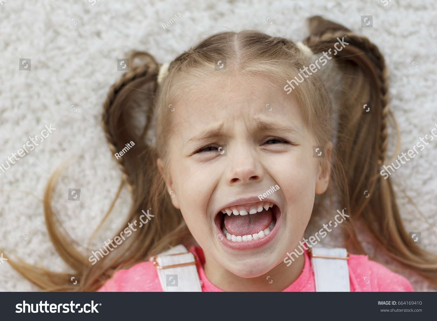 Portrait Beautiful Little Girl Two Tails Stock Photo 664169410 ...