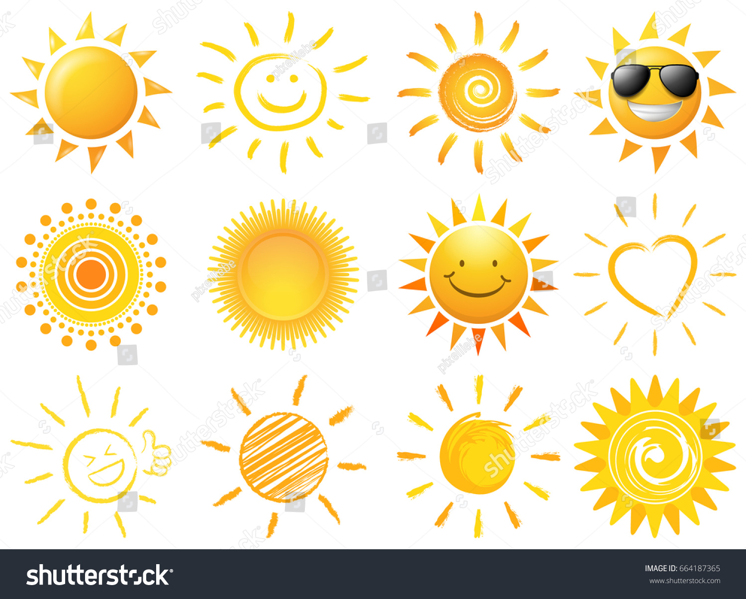 Sun Vector Set Stock Vector Royalty Free Shutterstock