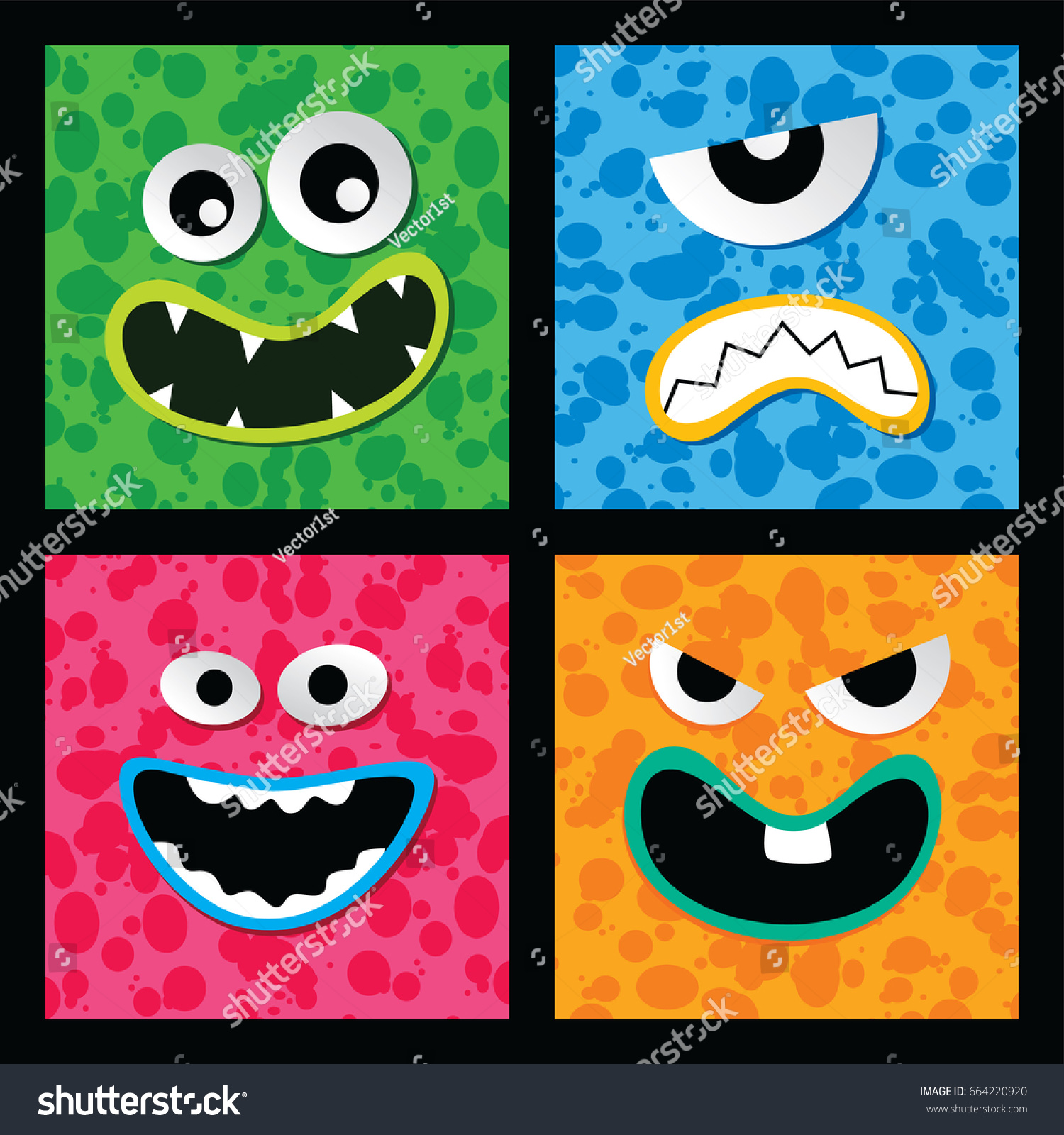 Colorful Monster Character Face Vector Art Stock Vector (Royalty Free ...