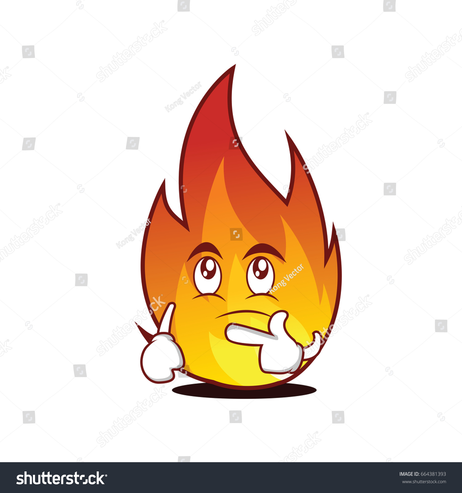 Thinking Fire Character Cartoon Style Vector Stock Vector (Royalty Free ...