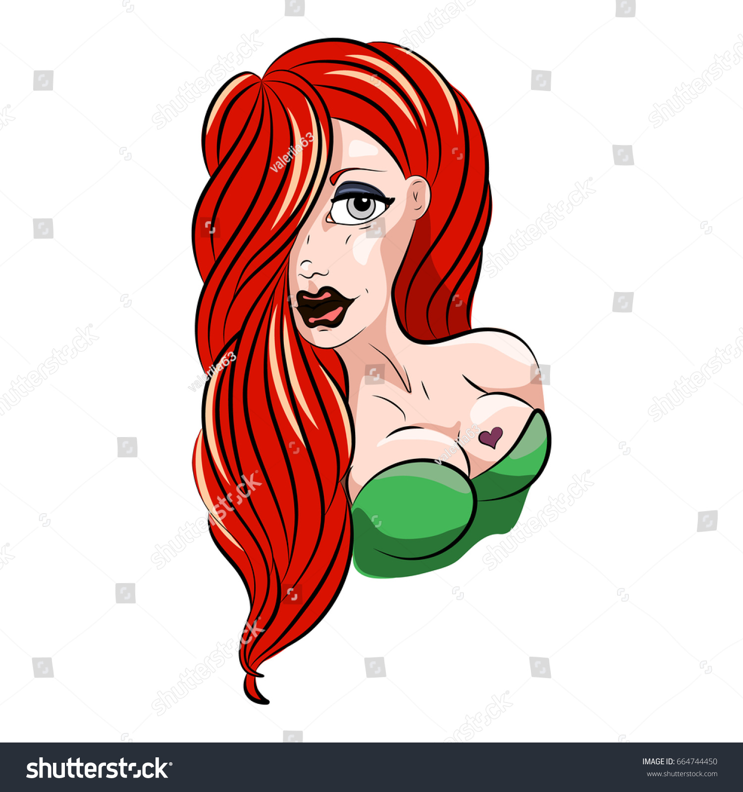 Sexy Cartoon Girl Red Hairvector Illustration เวกเตอร์สต็อก ปลอดค่า