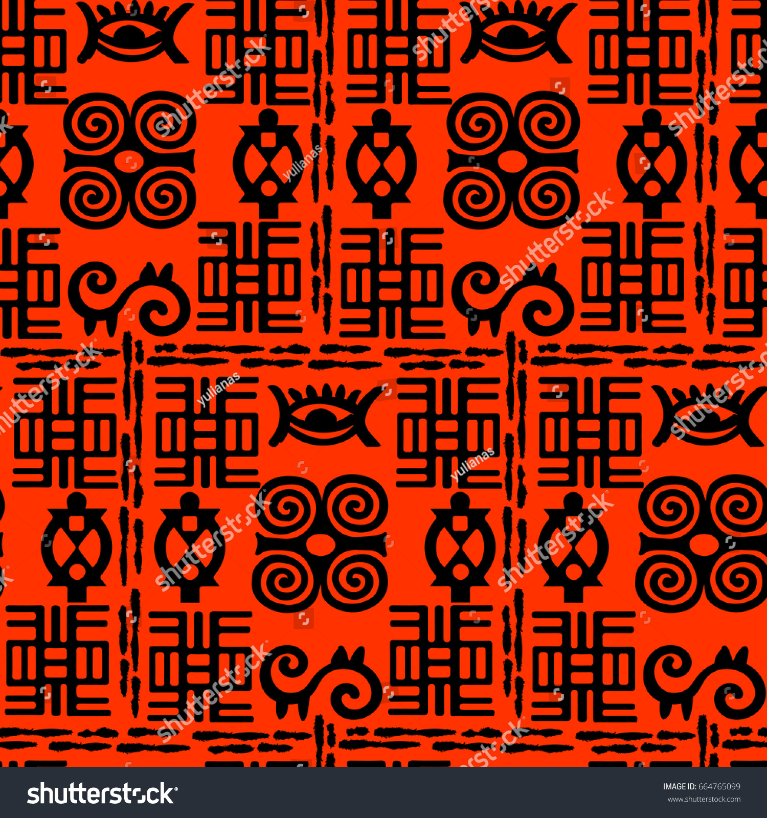 African Adinkra Pattern Black White Digital Stock Vector (Royalty Free ...