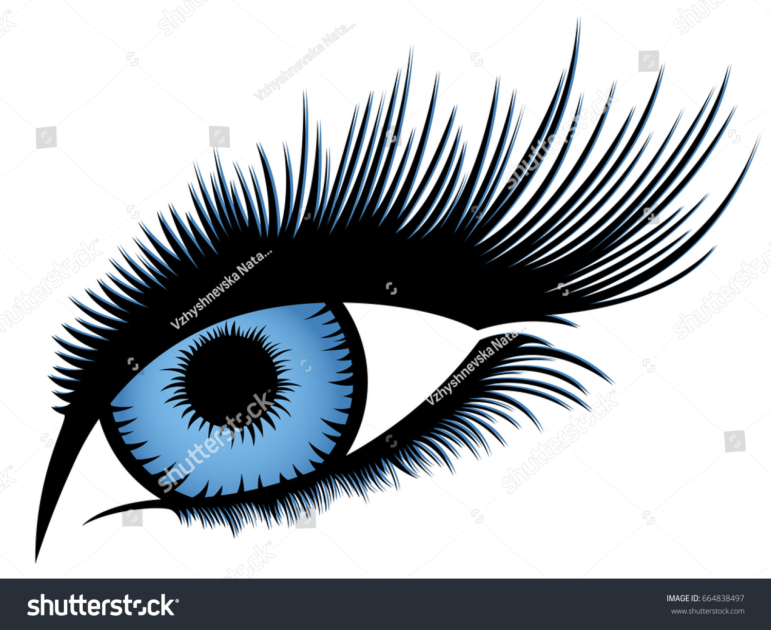 Abstract Human Eye Long Eyelashes Blue Stock Vector (Royalty Free ...