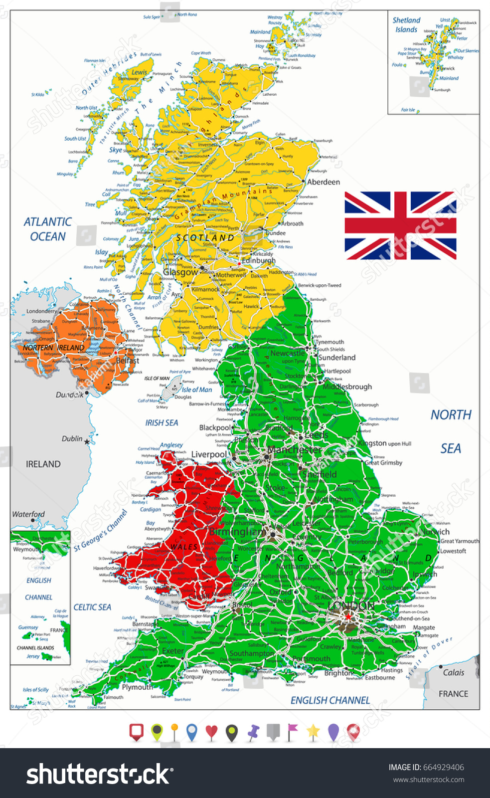 United Kingdom Political Map Flat Map Stock Vector (Royalty Free ...