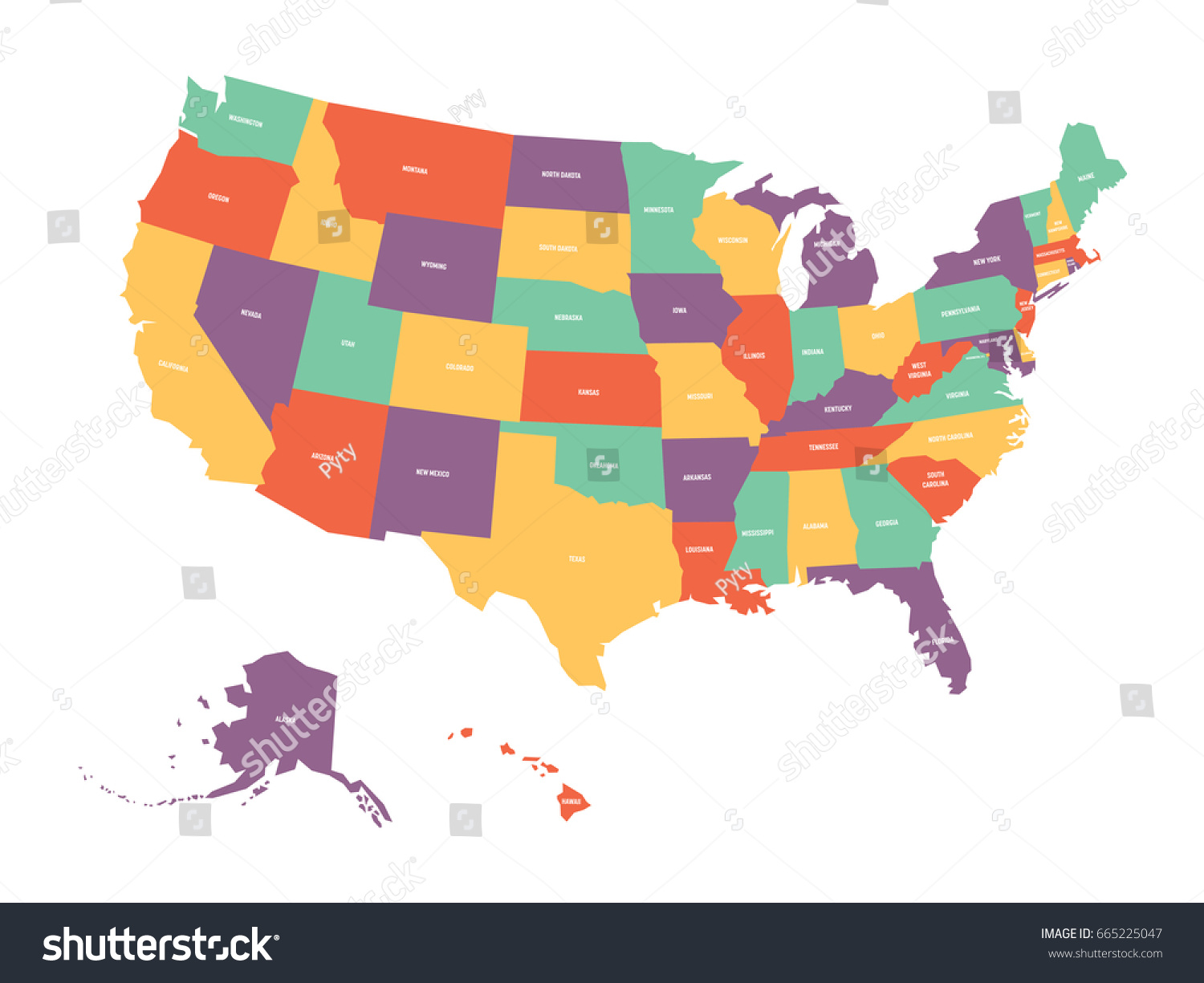 Colorful Usa Map States Capital Cities Stock Illustration 36109075 Shutterstock