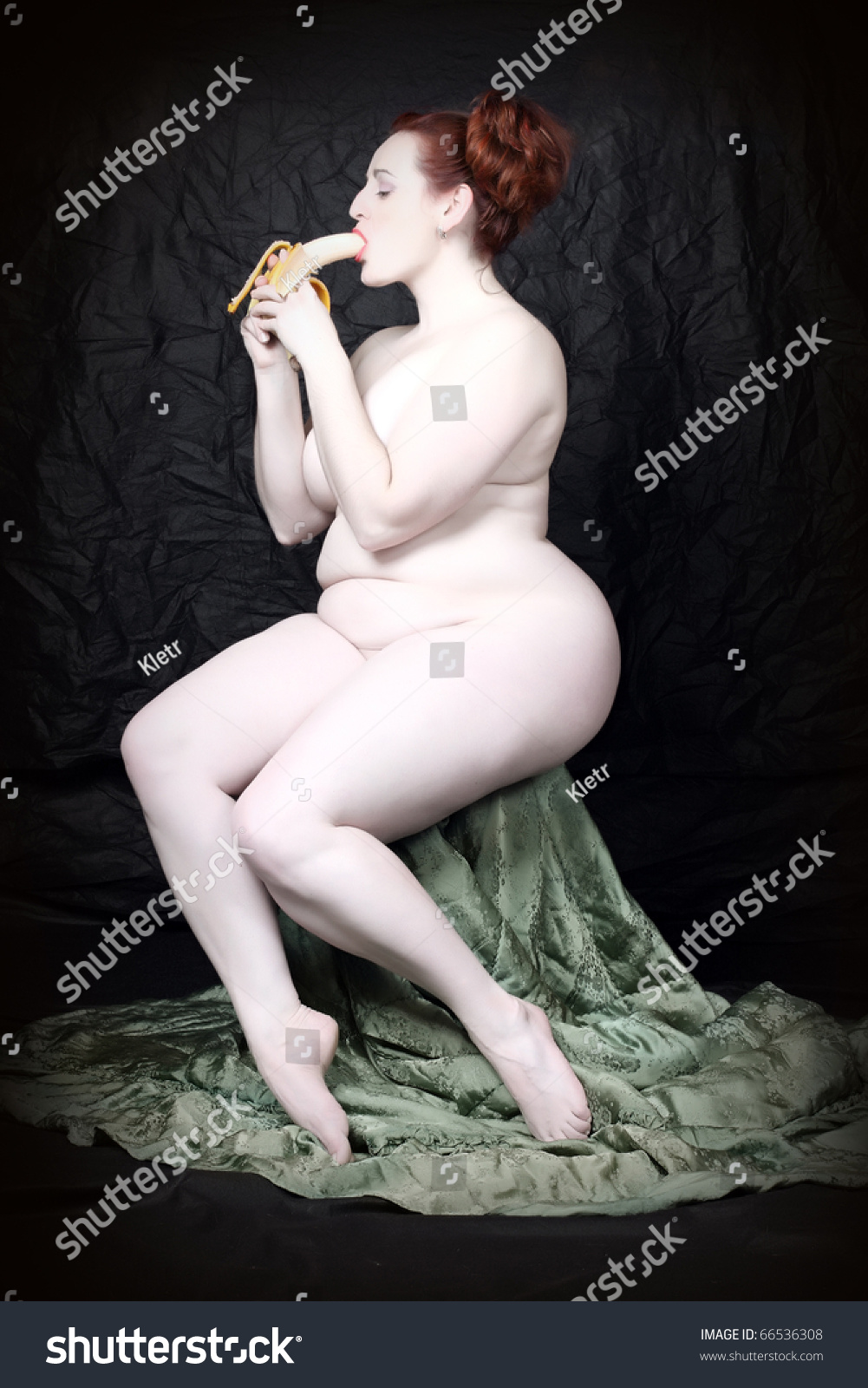 Naked Overweight Woman Posing On Black Stock Photo 66534229 Shutterstock