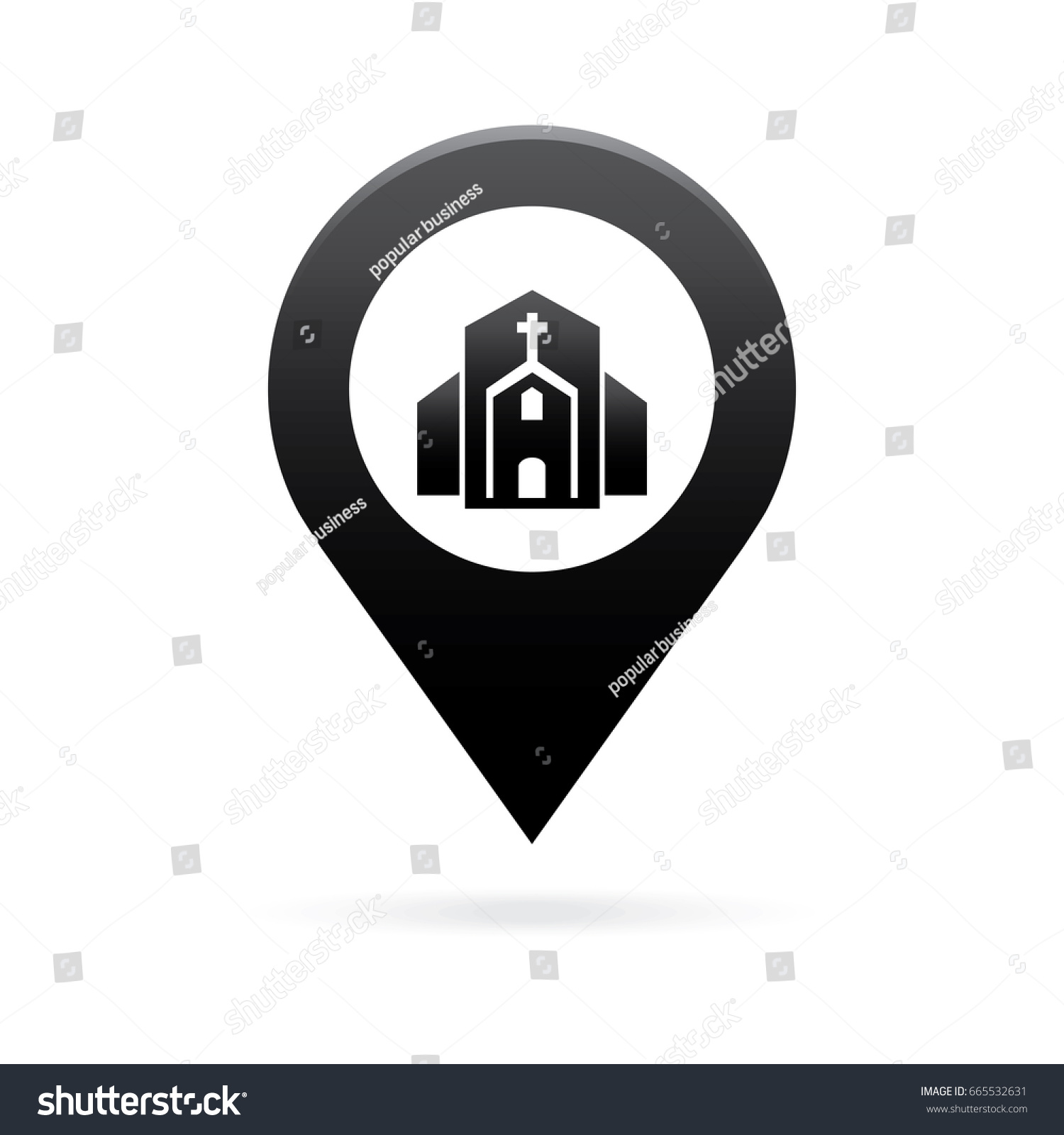 Church Map Pointer Icon Marker Gps Stock Vector (Royalty Free ...