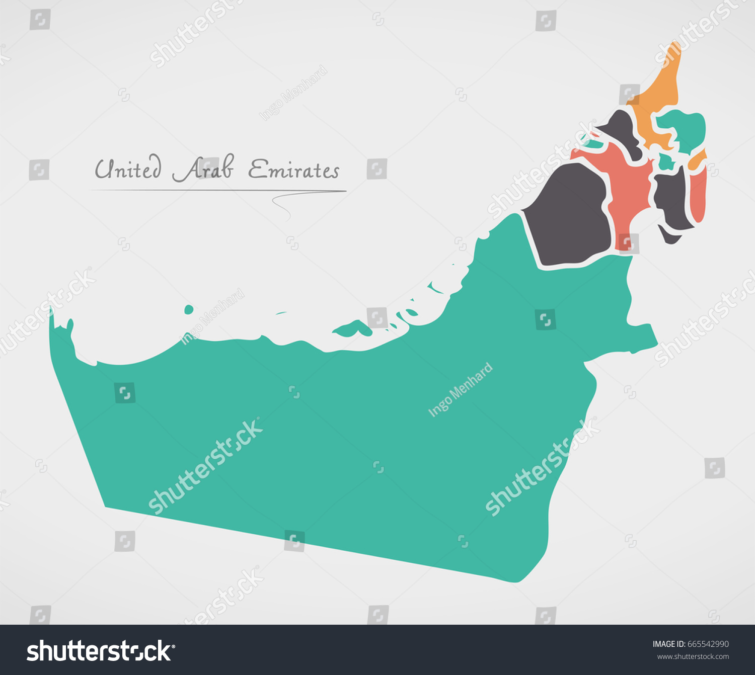 United Arab Emirates Map States Modern Stock Vector (Royalty Free ...