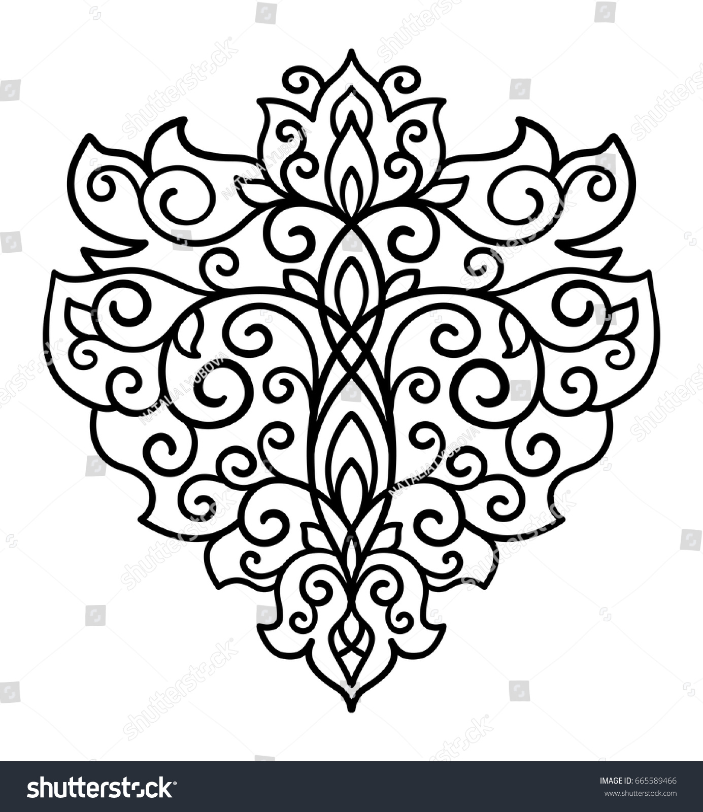 Vector Outline Illustration Doodle Style Tattoo Stock Vector (Royalty ...