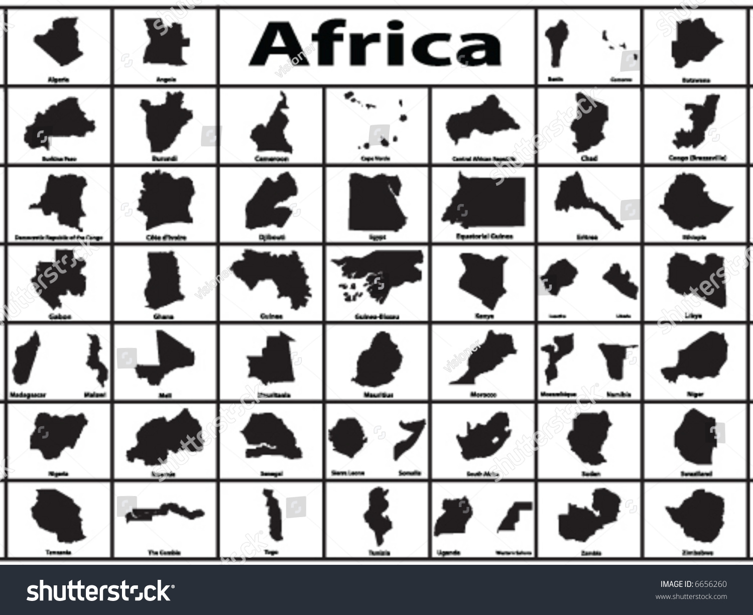 Vector Silhouette African Countries Stock Vector (Royalty Free) 6656260 ...