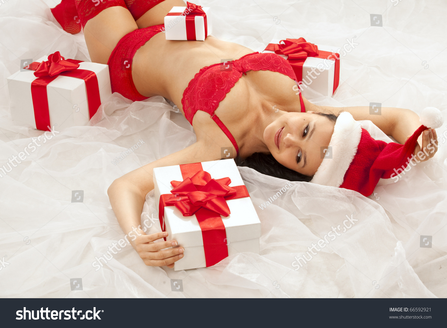 Beautiful Sexy Girl Wearing Santa Hat Stock Photo Shutterstock