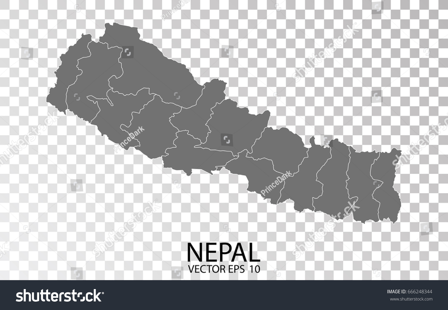 Transparent High Detailed Grey Map Nepal Stock Vector (Royalty Free ...