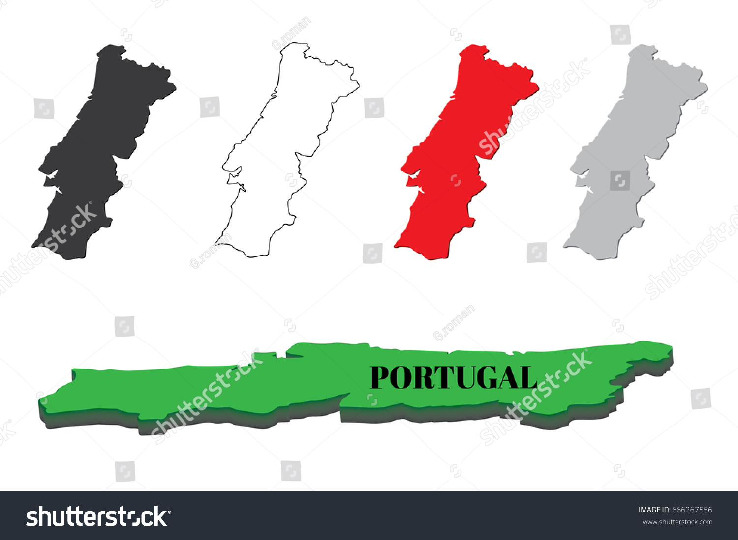 Portugal World Map World Geography Vector Stock Vector Royalty Free Stock Vector Portugal World Map World Geography Vector Illustration 666267556