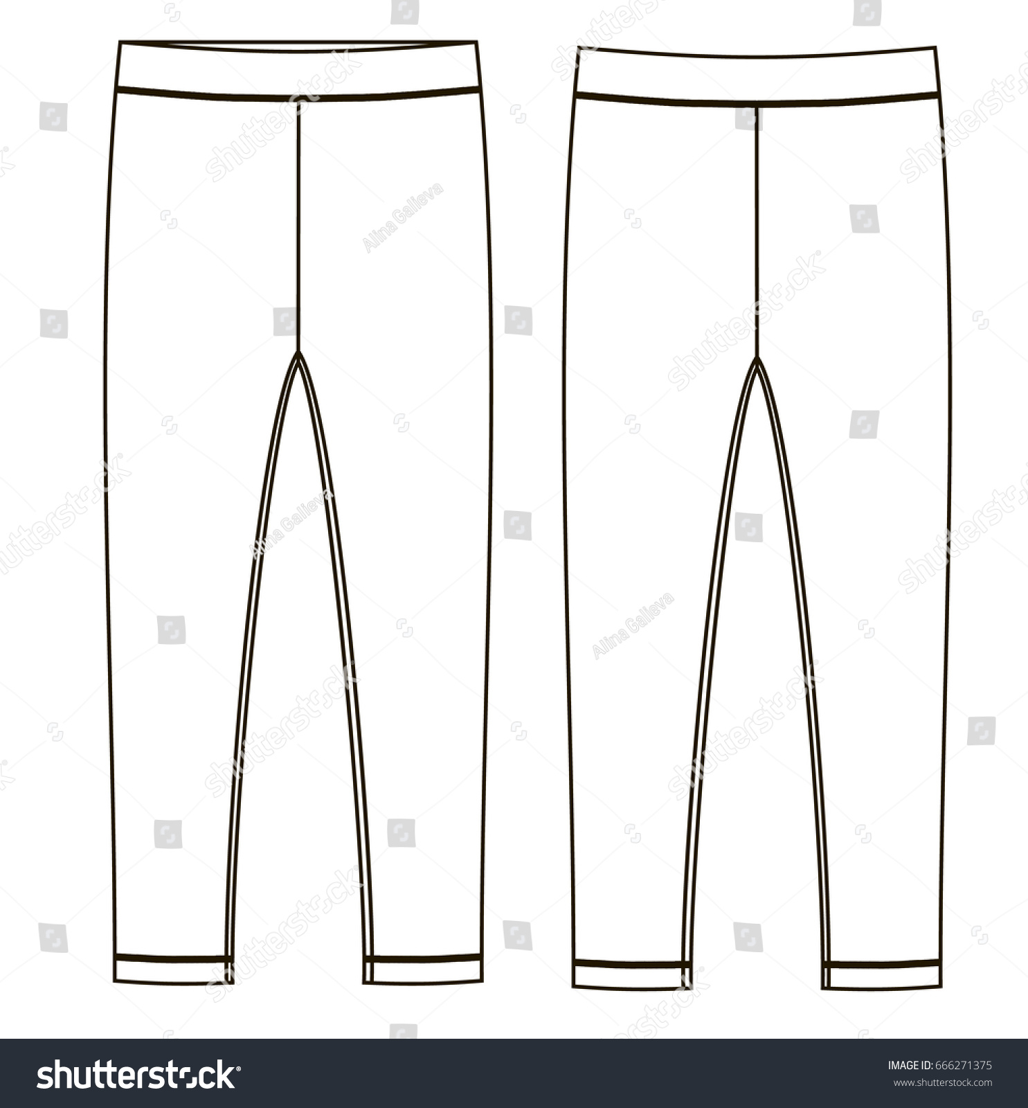 Technical Sketch Leggins Back Front Stock Vector (Royalty Free ...