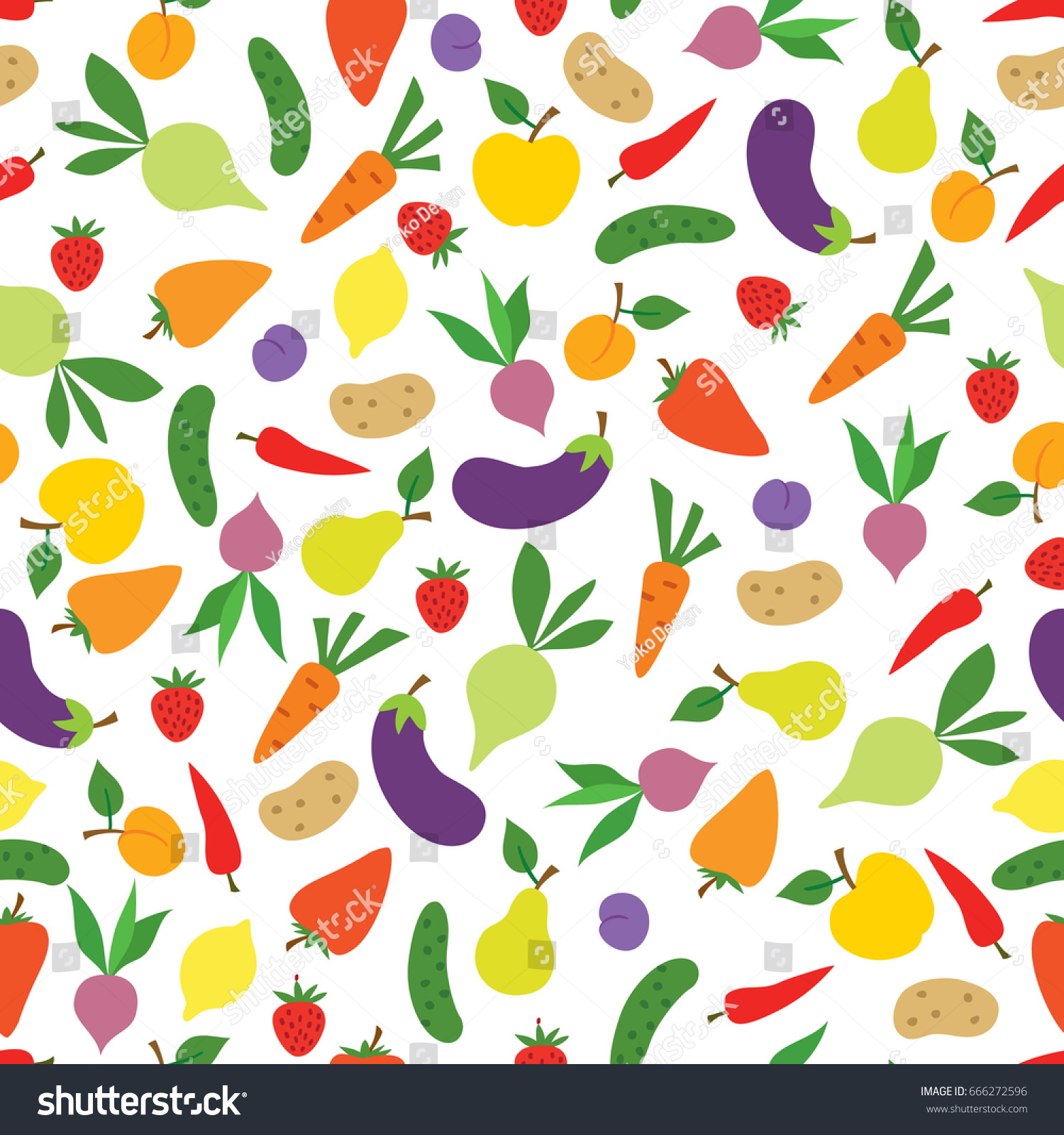 Vegetable Icon Seamless Pattern Healthy Food Stock Vector (Royalty Free ...