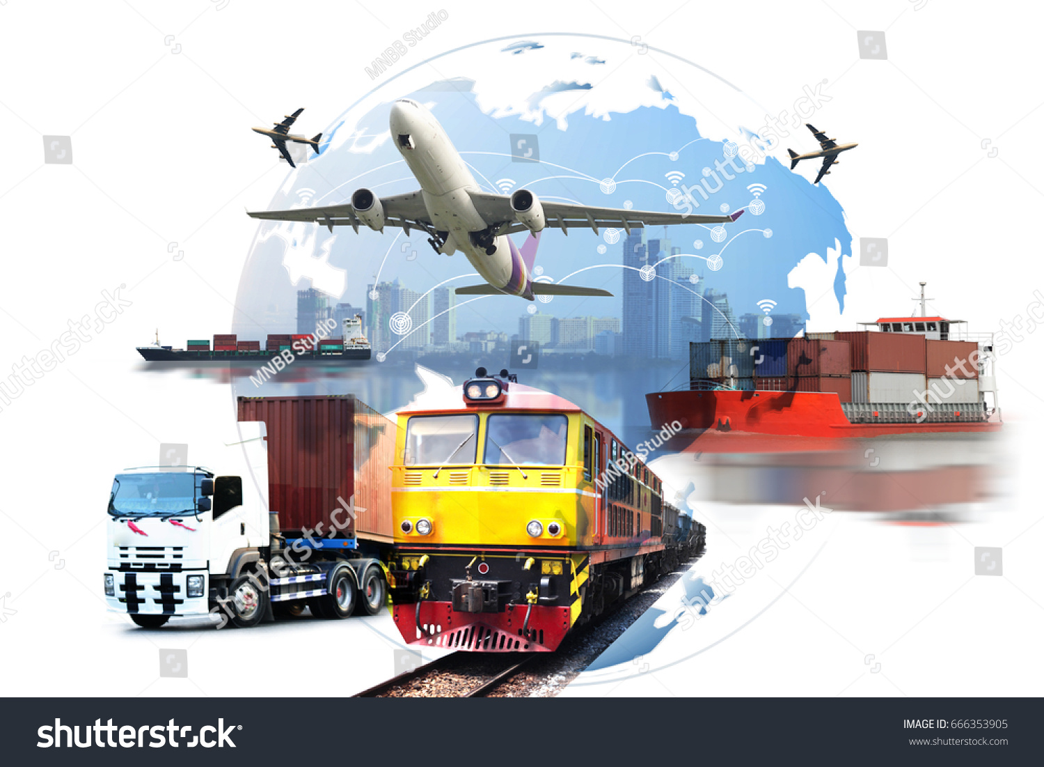 Global Business Container Cargo Freight Train Stock Photo 666353905 ...