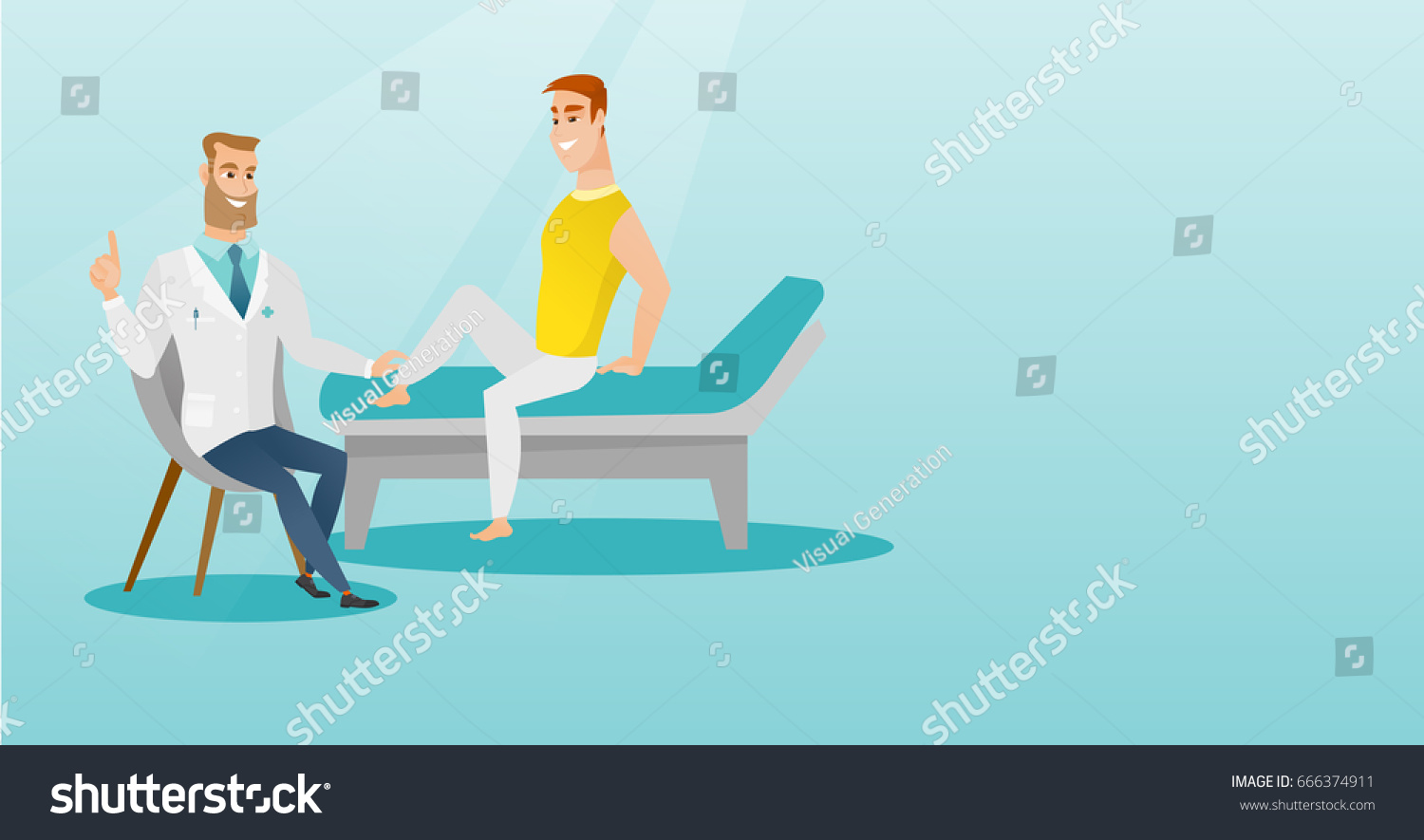 Caucasian Gym Doctor Checking Ankle Patient Stock Vector Royalty Free 666374911 Shutterstock 