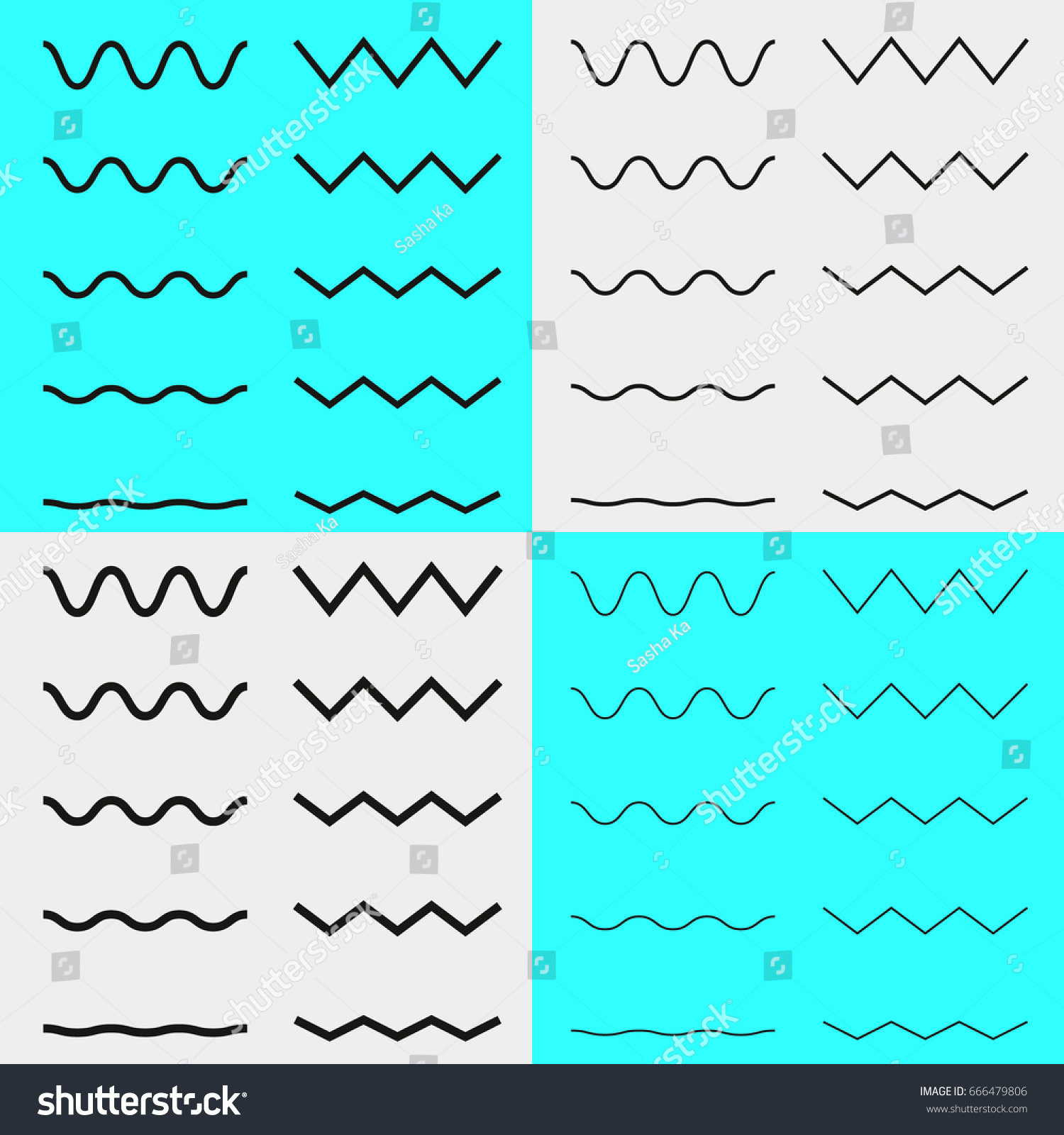 Set Wavy Curvy Zigzag Criss Cross Stock Vector Royalty Free Shutterstock