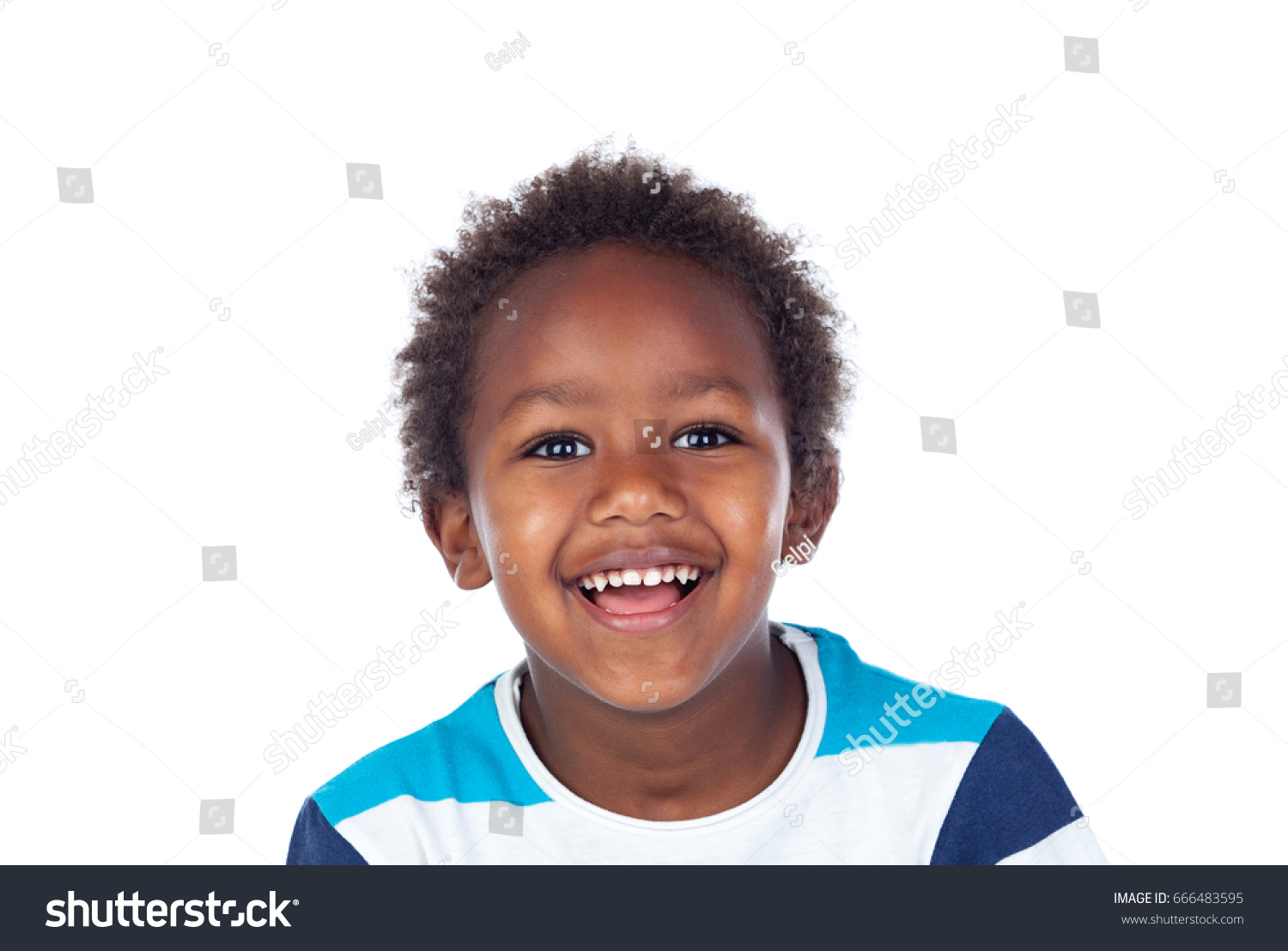 African Child Laughing Isolated On White Stock Photo 666483595 ...