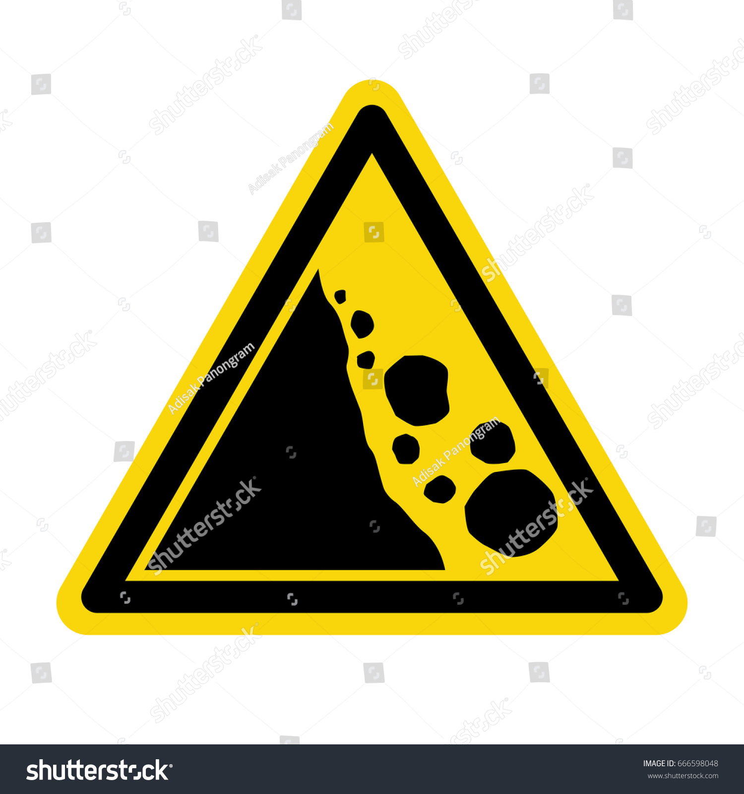 Warning Falling Rocks Sign Symbol Illustration Stock Vector (royalty 