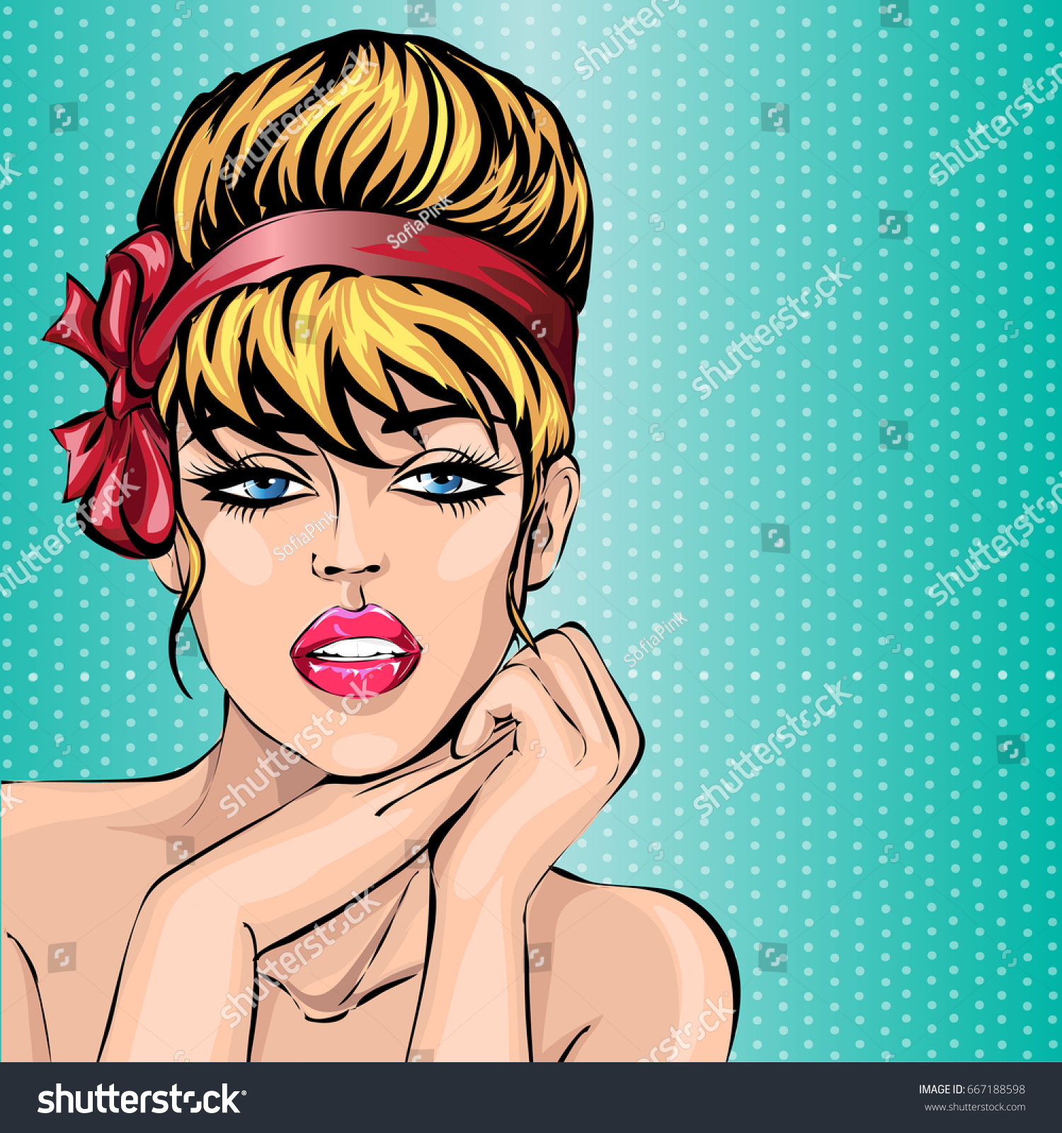 Pin Style Sexy Beautiful Woman Portrait Stock Vector Royalty Free 667188598 Shutterstock 