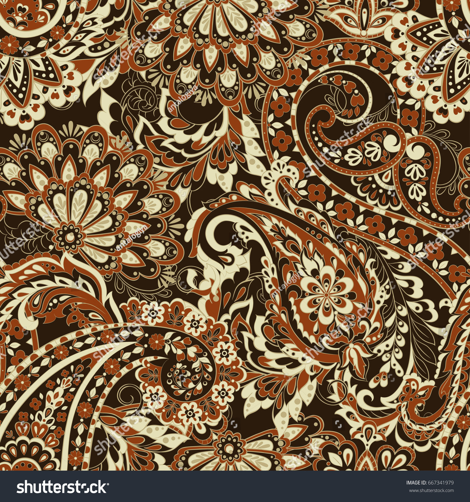 Damask Style Seamless Pattern Floral Vector Stock Vector Royalty Free Shutterstock