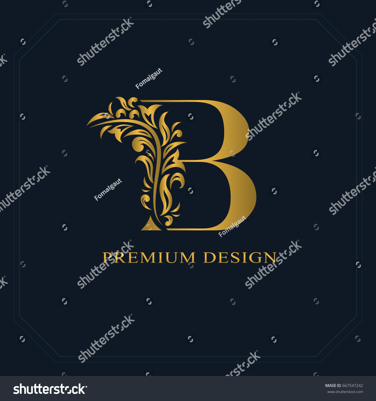 Gold Elegant Letter B Graceful Style Stock Vector (Royalty Free ...