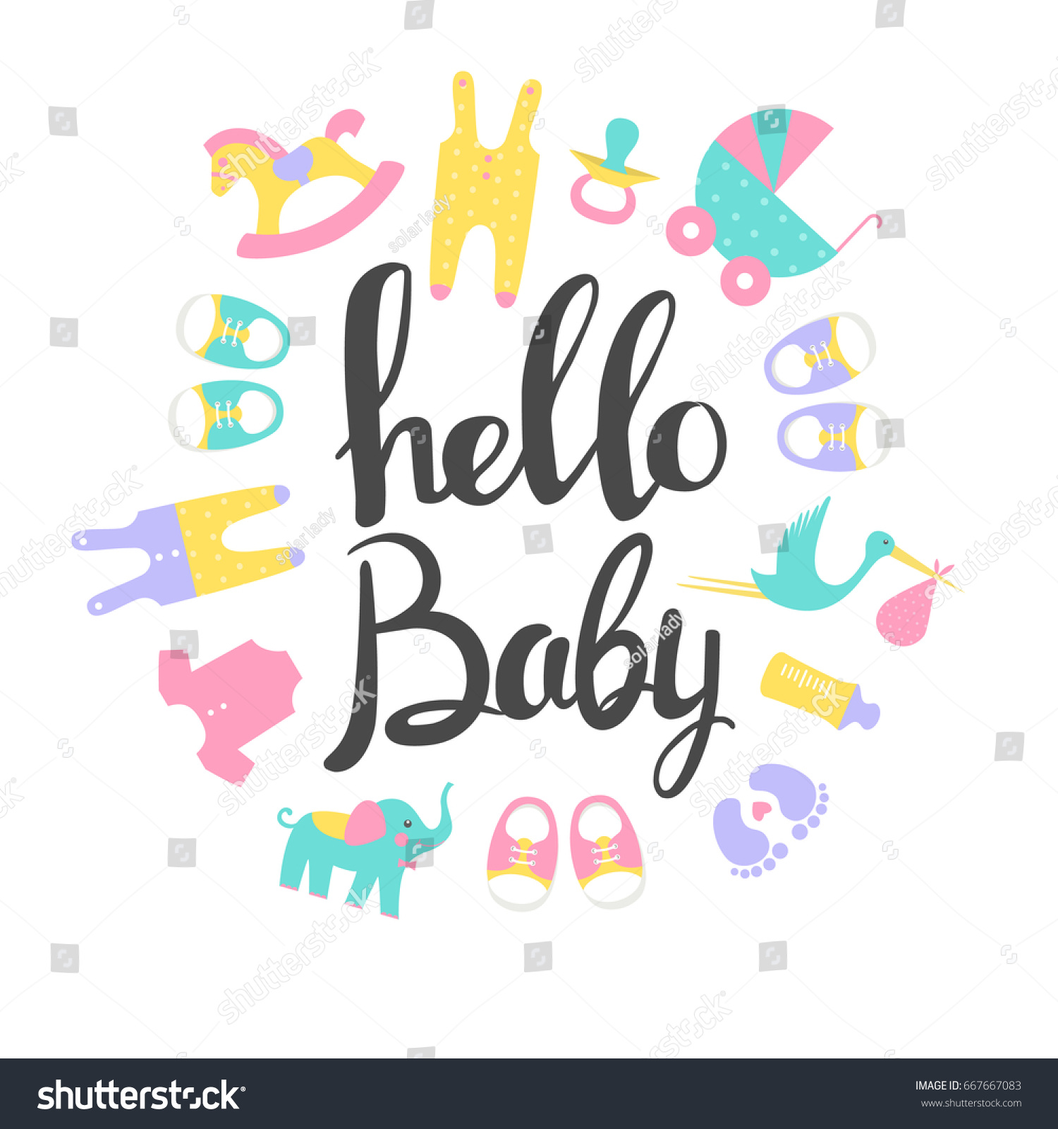 Baby Shower Cards Hello Baby Vector Stock Vector (Royalty Free ...