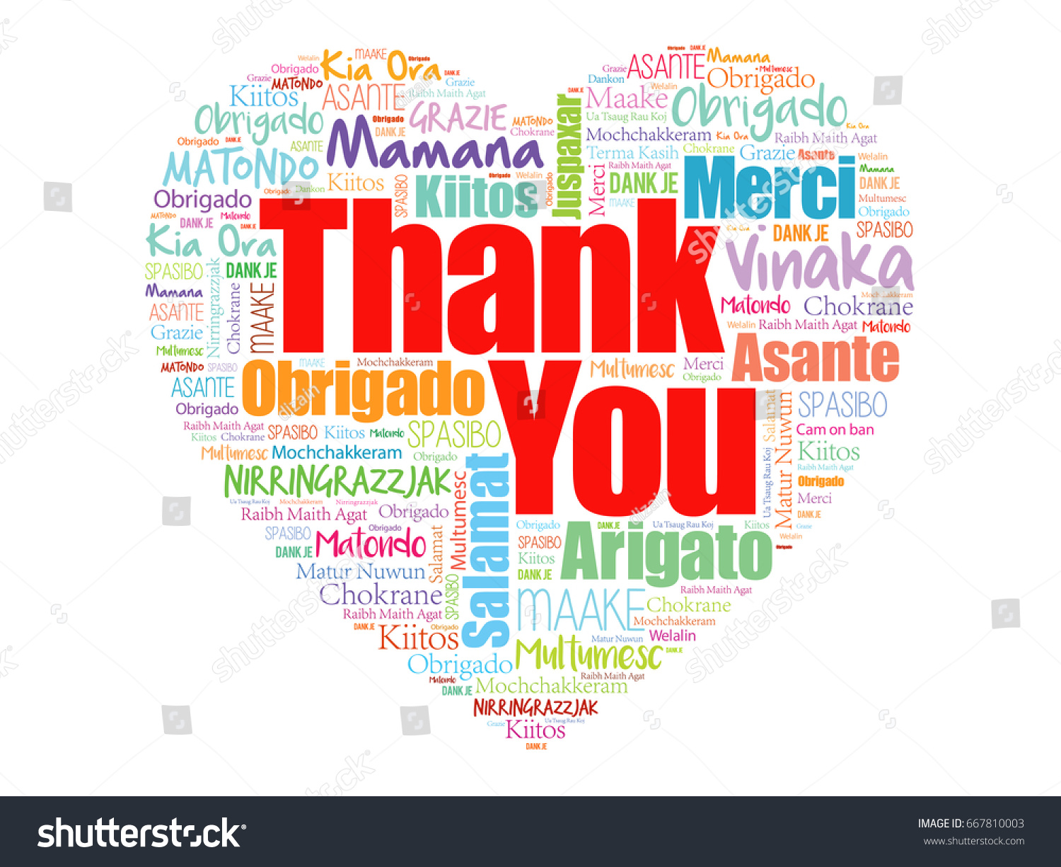 Thank You Love Heart Word Cloud Stock Illustration 667810003 | Shutterstock