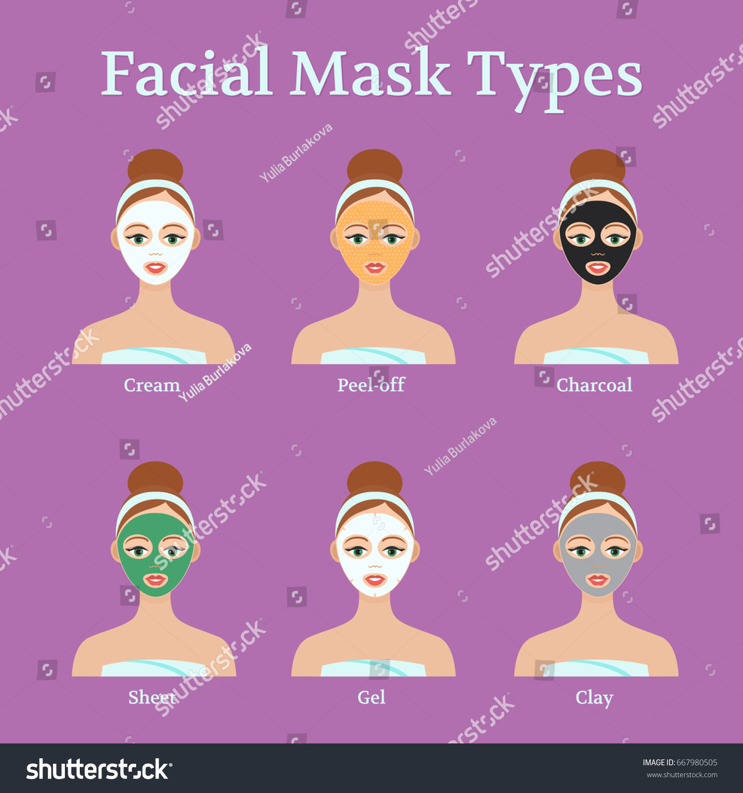 Set Facial Masks Types Girl Different Stock Vector (Royalty Free ...