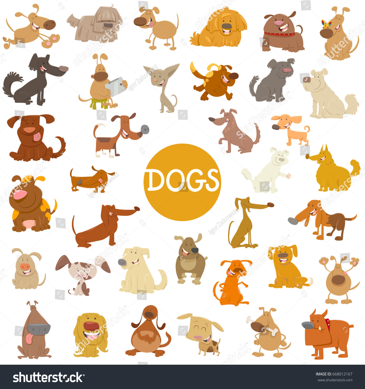 Cartoon Vector Illustration Funny Dogs Pet Stock Vector (Royalty Free ...