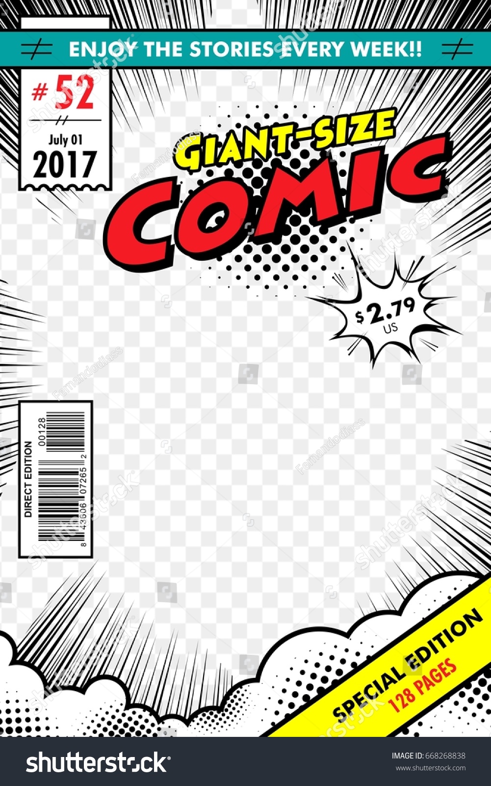 Comic Book Cover Giant Size Transparent Stock Vector (Royalty Free ...