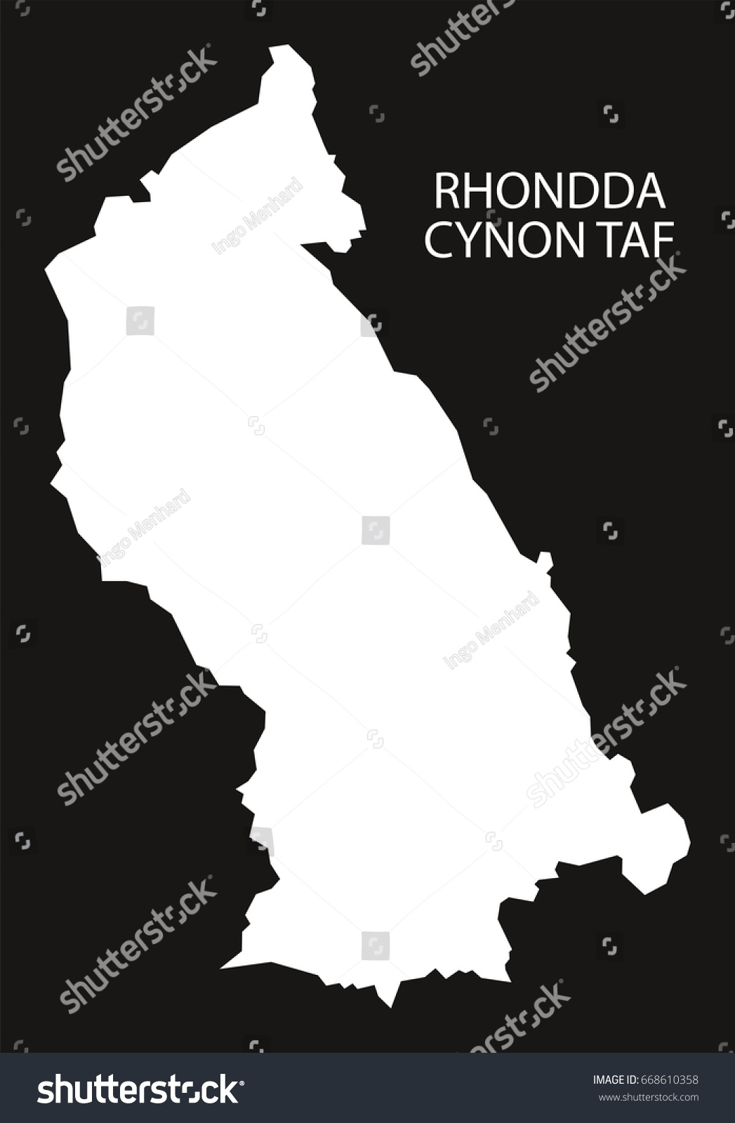 Rhondda Cynon Taf Wales Map Black Stock Vector Royalty Free 668610358   Stock Vector Rhondda Cynon Taf Wales Map Black Inverted Silhouette Illustration 668610358 