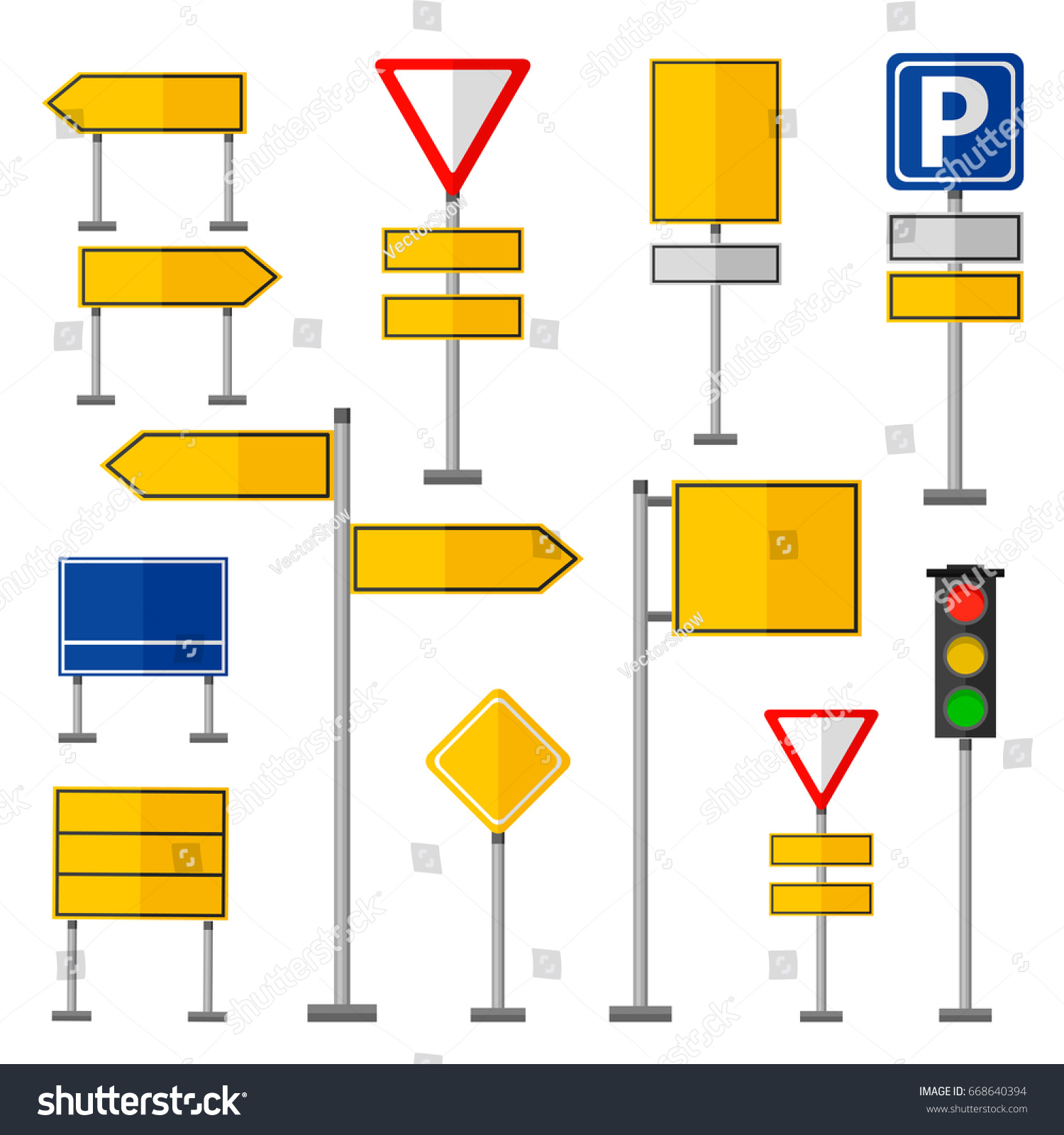 Road Symbols Traffic Signs Graphic Elements Stock Vector (Royalty Free ...