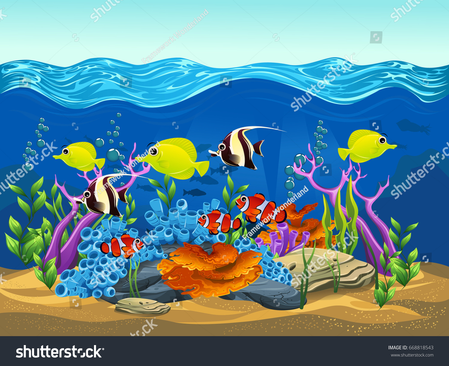 Beauty Landscape Sea Vector Illustration Sea Stock Vector (Royalty Free ...