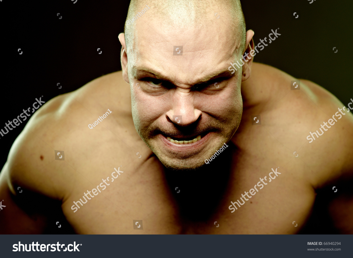 Emotional Portrait Muscular Aggressive Man Stock Photo Shutterstock