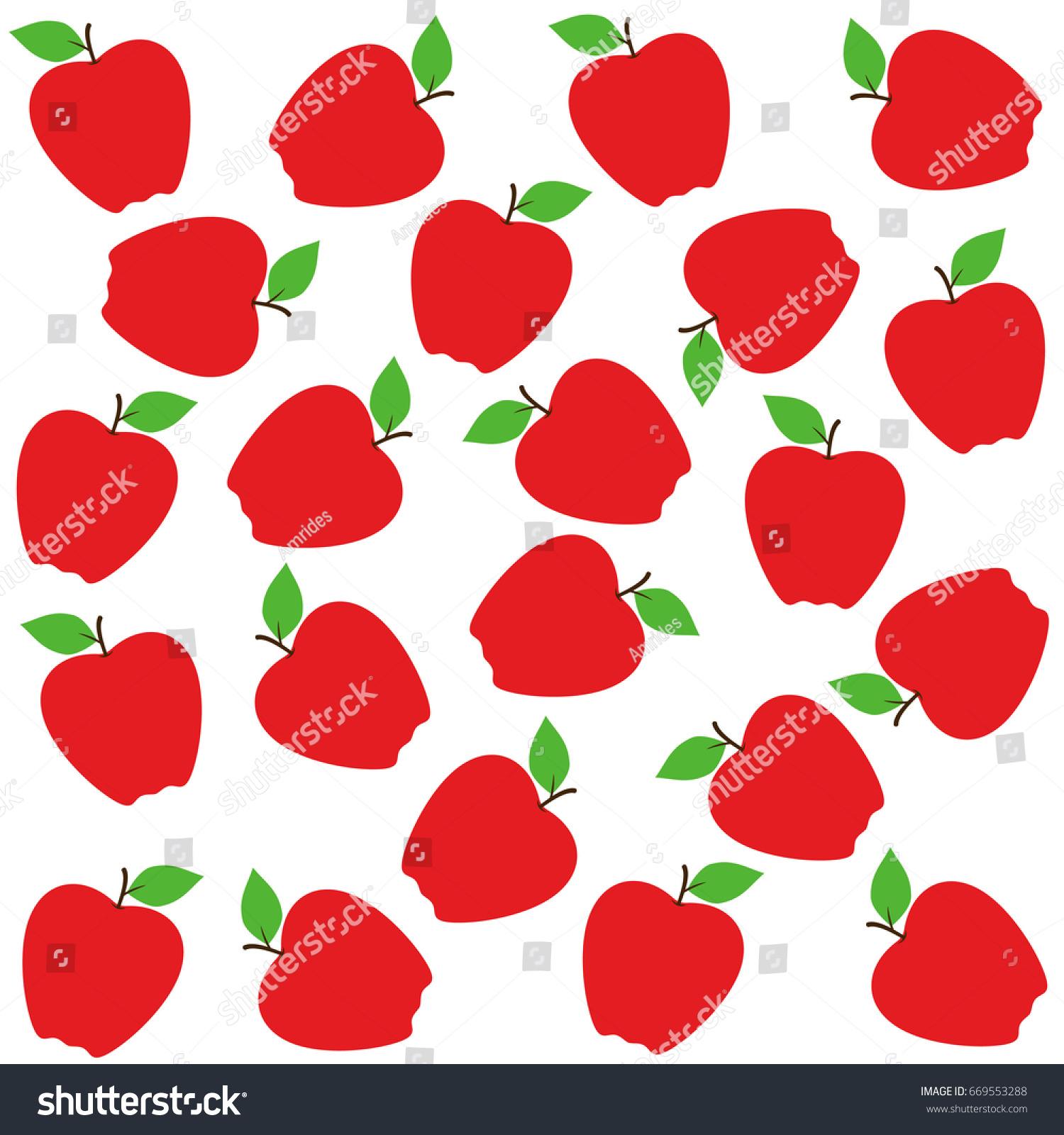 Seamless Red Apple Pattern Background Wallpaper Stock Vector Royalty