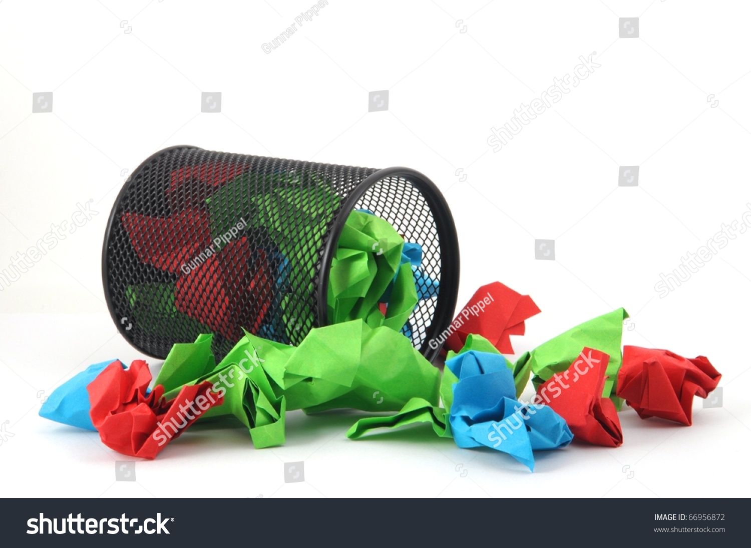 Messy Office Trash Basket Paper Isolated Stock Photo 66956872 ...