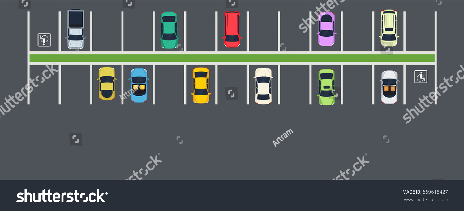 Parking Place Cars Top View City Stock Vector (Royalty Free) 669618427 ...