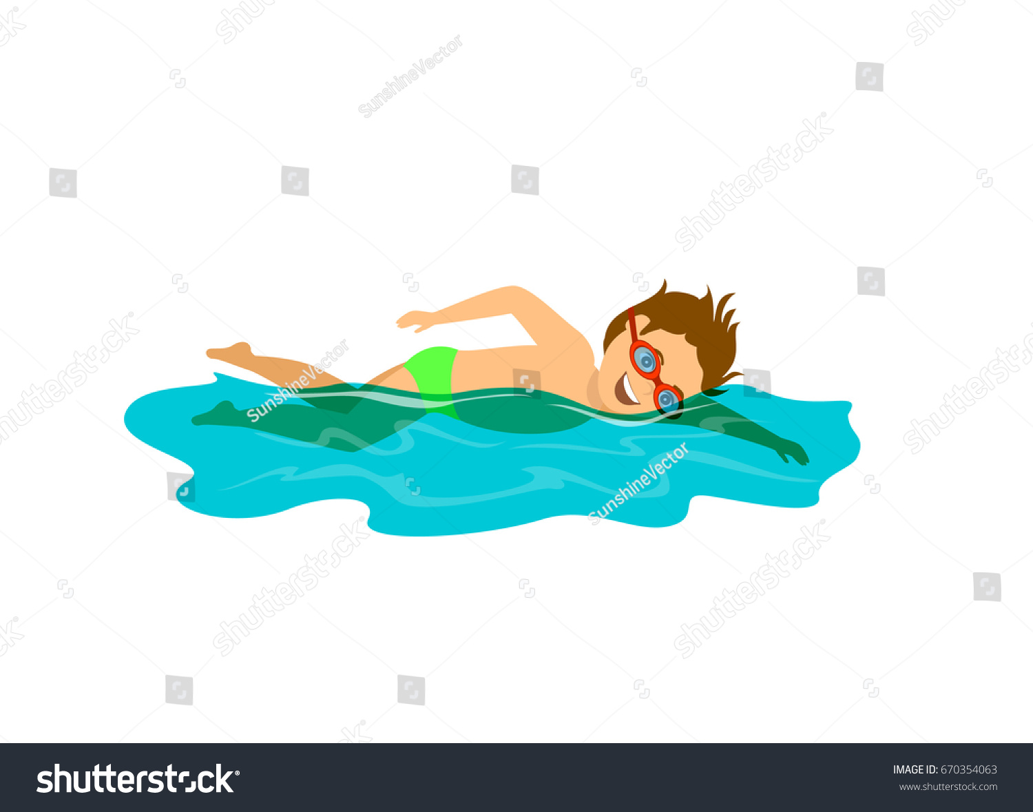 Boy Swimming Pool Isolated Stock Vector (Royalty Free) 670354063 ...