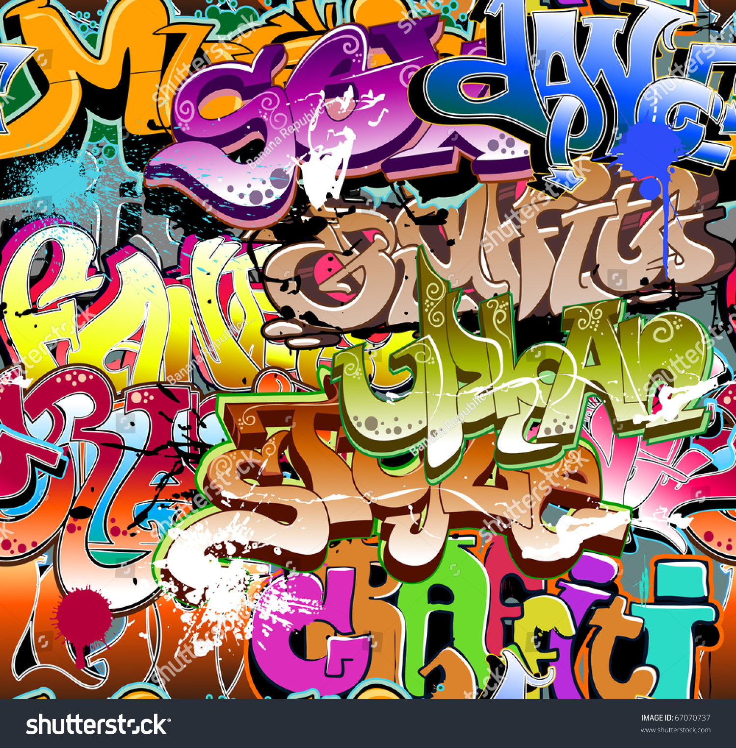 Graffiti Seamless Background Funky Hip Hop Stock Vector (Royalty Free ...