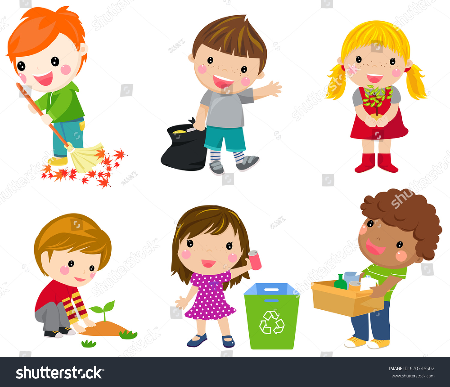 Save Earth Waste Recycling Children Planted Stock Vector (Royalty Free ...