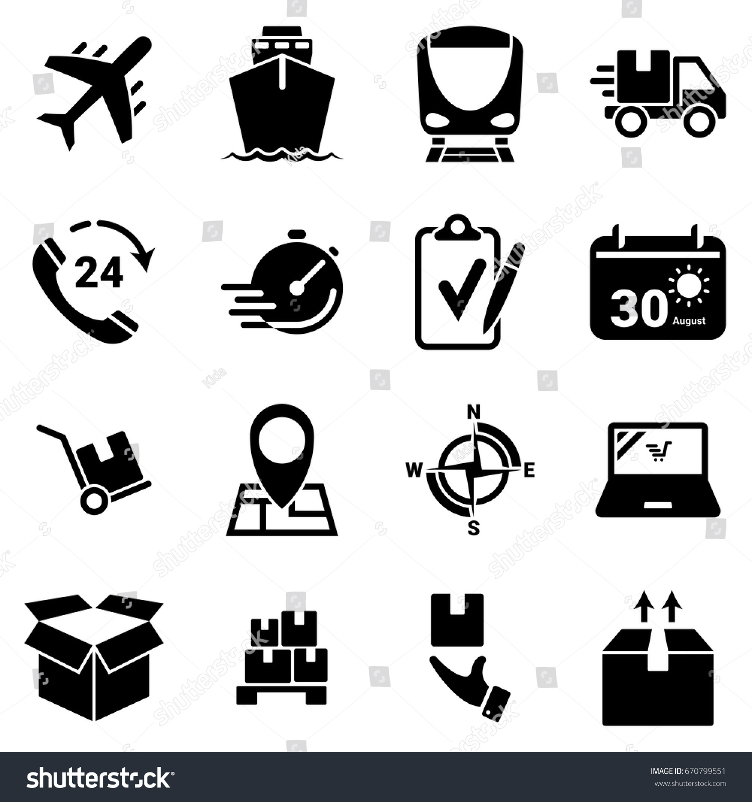 Set Simple Icons On Theme Transportation Stock Vector (Royalty Free ...