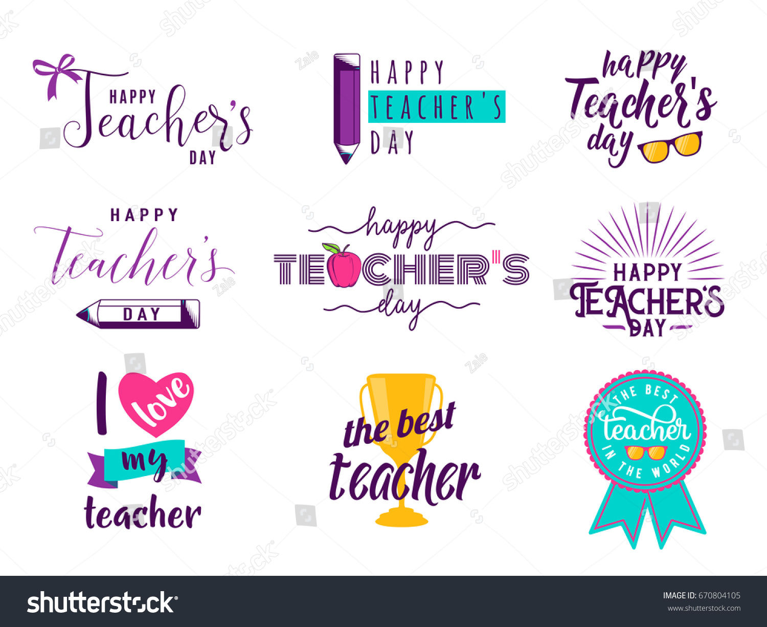 Vector Illustration Happy Teachers Day Lettering Stock Vector (Royalty ...