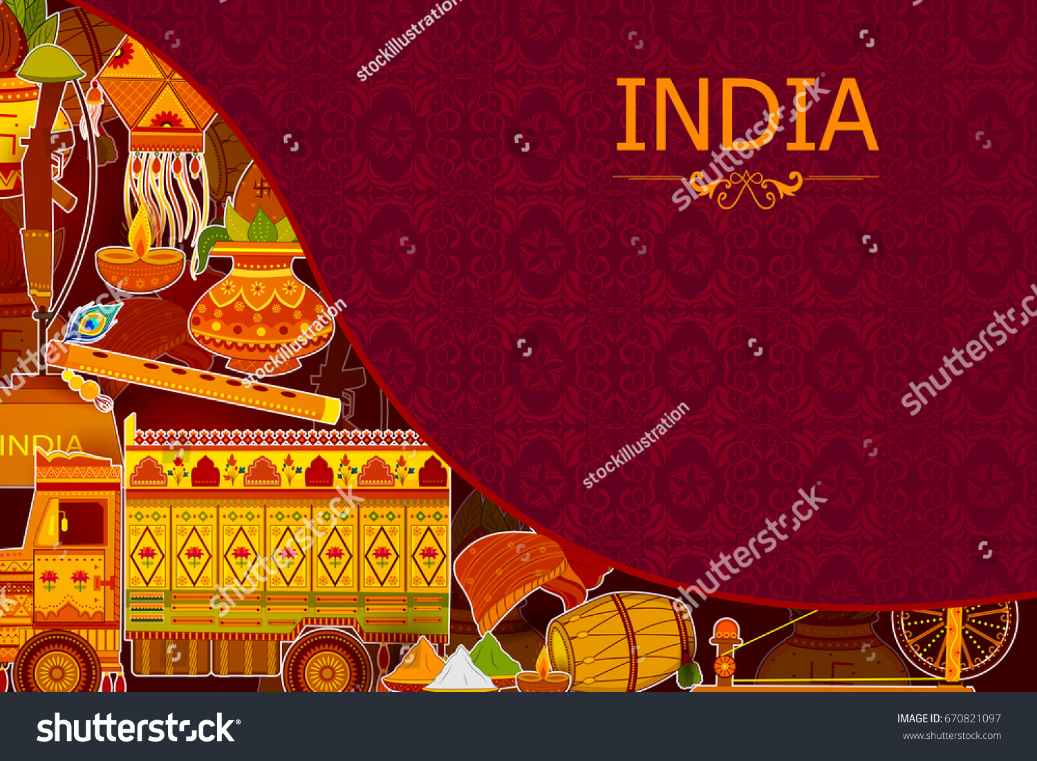 Incredible India Background Depicting Indian Colorful Stock Vector ...