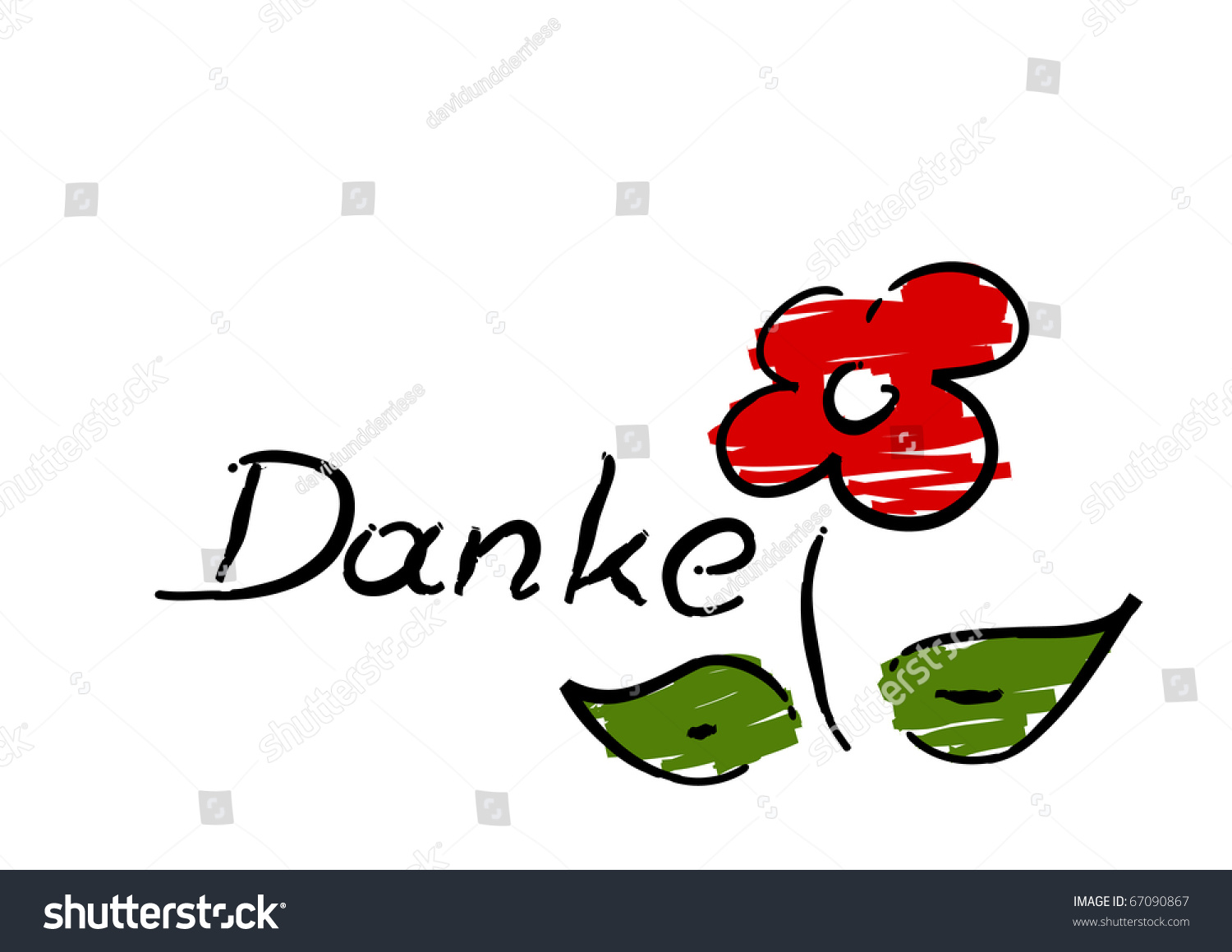 Scribble Red Flower German Danke Thank Stock Illustration 67090867 Shutters...